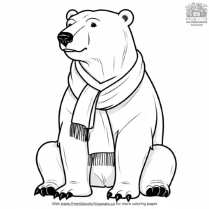 Polar Bear With Scarf Coloring Pages