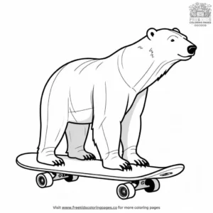 Polar Bear With Skateboard Coloring Pages