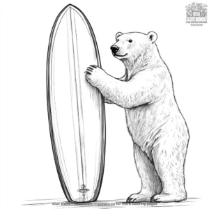 Polar Bear With Surfboard Coloring Pages