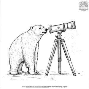 Polar Bear With Telescope Coloring Pages