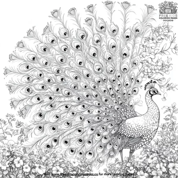 Proud peacock coloring pages