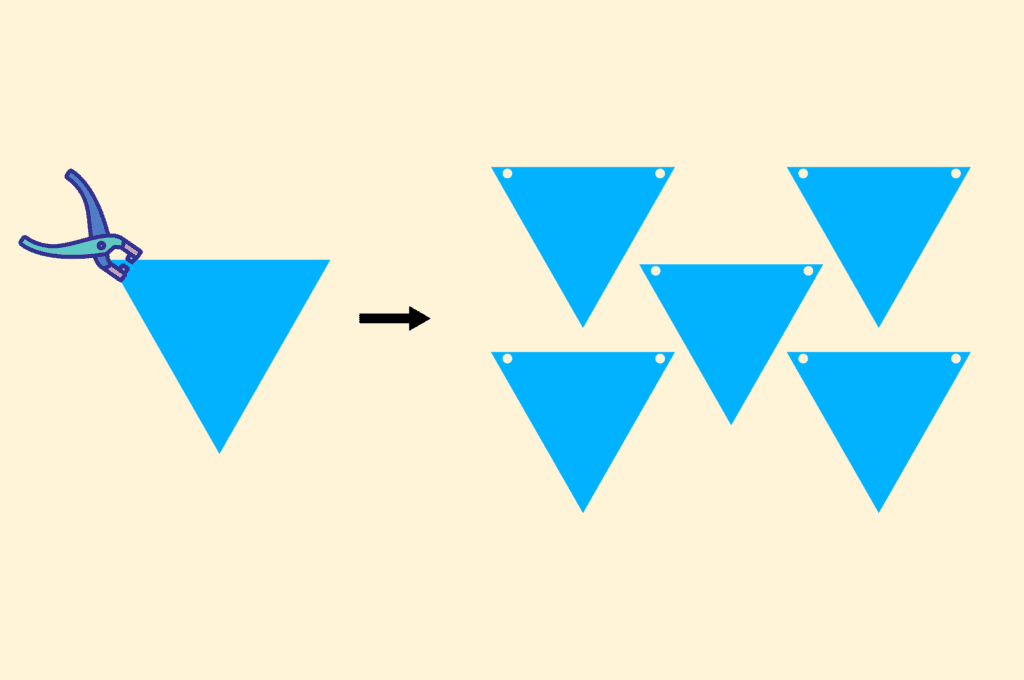 Punch two holes at the top of each shape to string them later