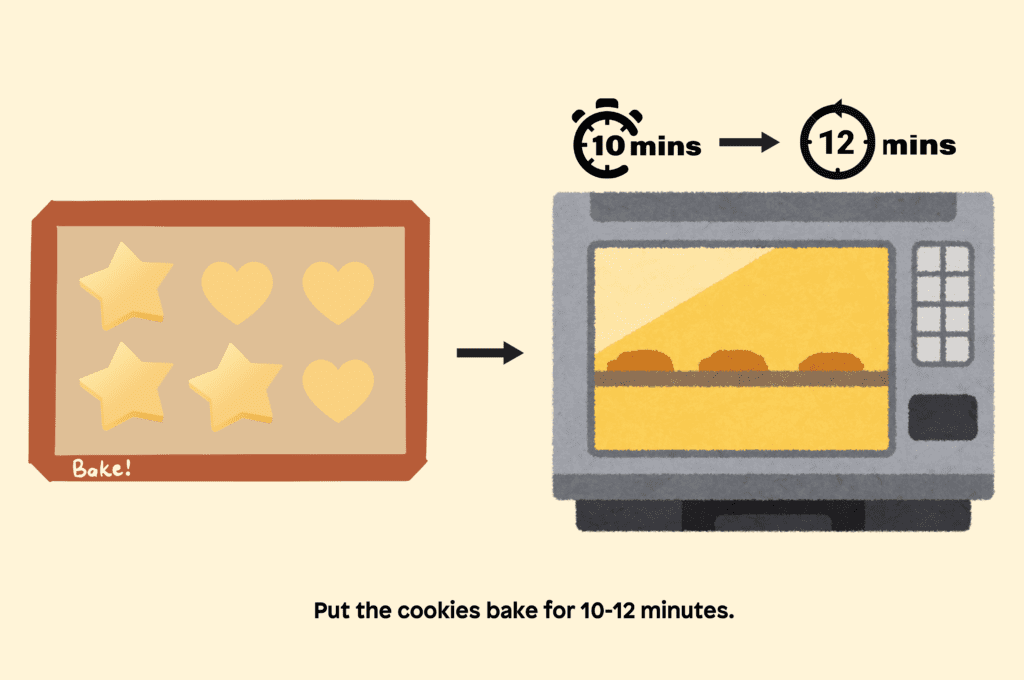 Put the cookies in the oven and bake for 10 12 minutes or until golden brown