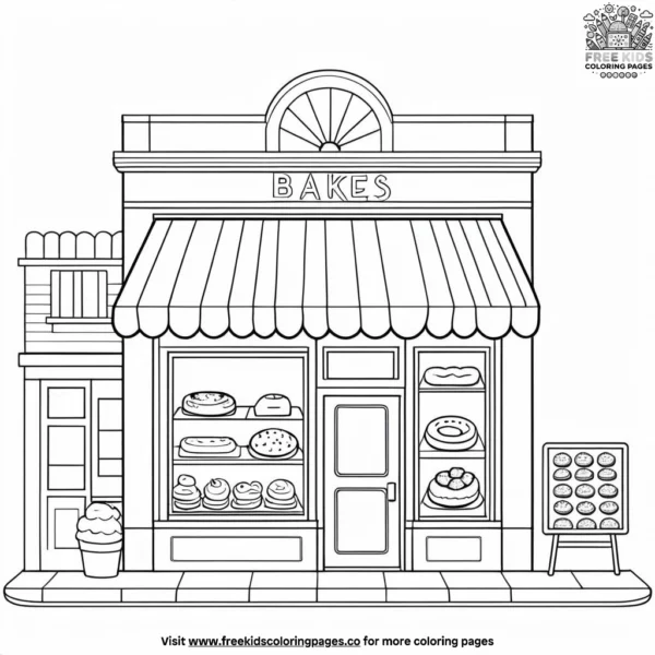 Quaint bakeshop coloring pages