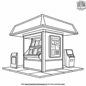 Quaint newsstand coloring pages