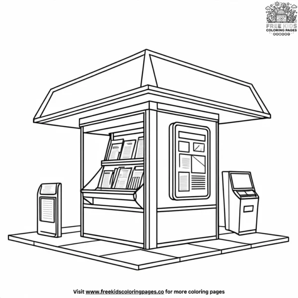 Quaint newsstand coloring pages