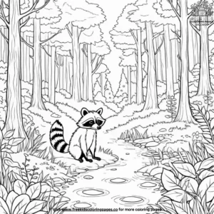 Raccoon adventure coloring pages