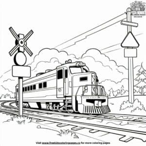 Railroad Crossing Caution Coloring Pages