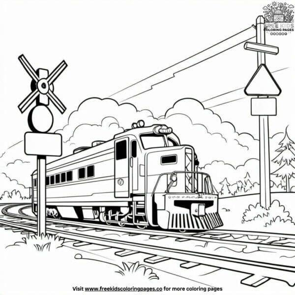 Railroad crossing caution coloring pages