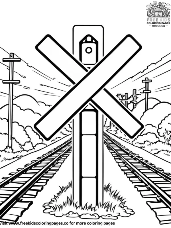 Railroad crossing sign coloring pages