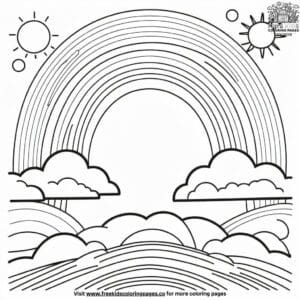 Rainbow and Sunshine Coloring Pages