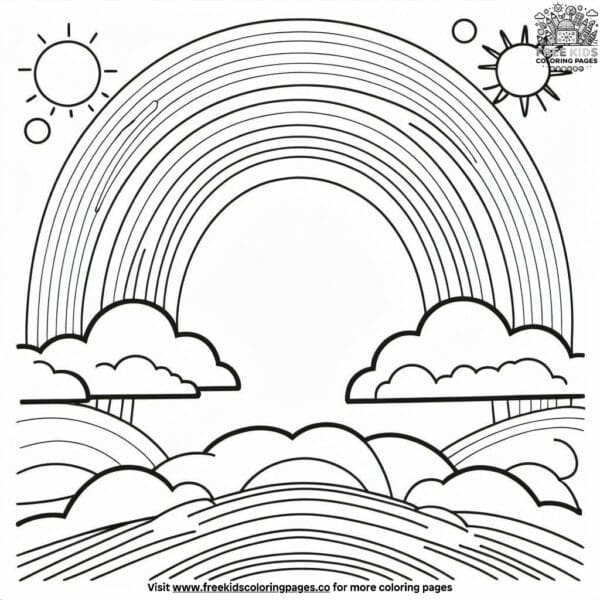 Rainbow and sunshine coloring pages