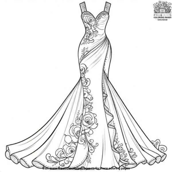 Red carpet gowns coloring pages