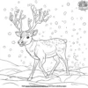 Reindeer in the Snow Coloring Pages