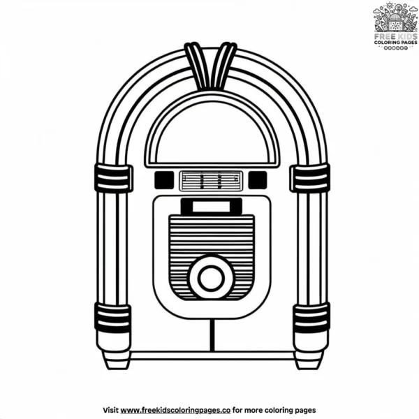 Retro jukebox jive coloring pages