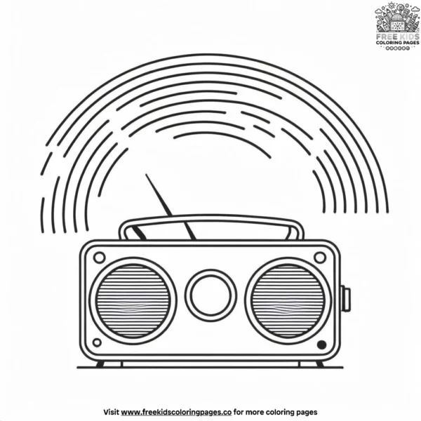 Retro radio waves coloring pages