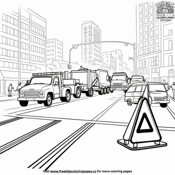 Roadwork awareness coloring pages