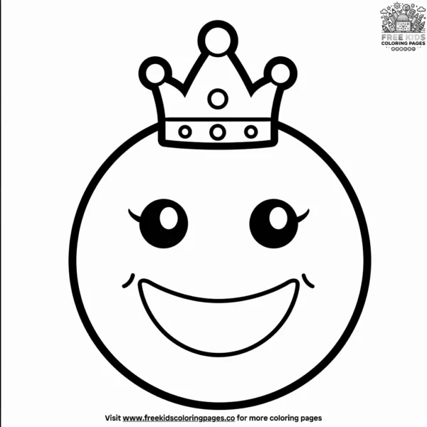 Royal smiley emoji coloring pages