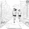 Running and Jogging Outdoors Coloring Pages