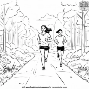 Running and Jogging Outdoors Coloring Pages