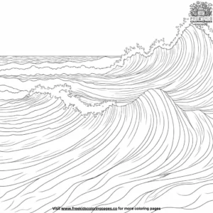 Rushing Coastal Waves Coloring Pages