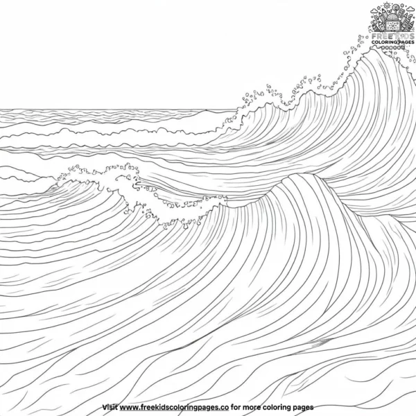 Rushing coastal waves coloring pages