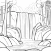 Rushing Forest Waterfall Coloring Pages