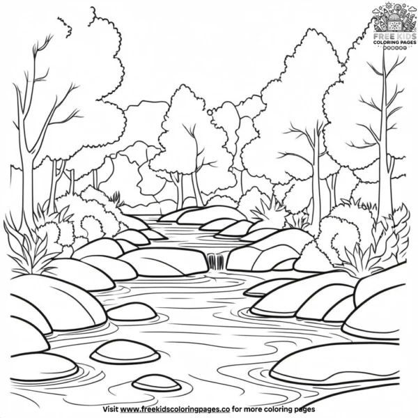 Rushing mountain creek coloring pages