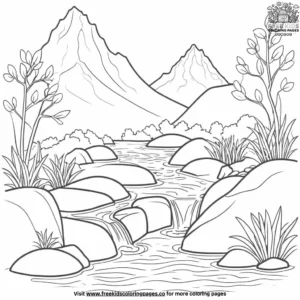 Rushing Mountain Spring Coloring Pages