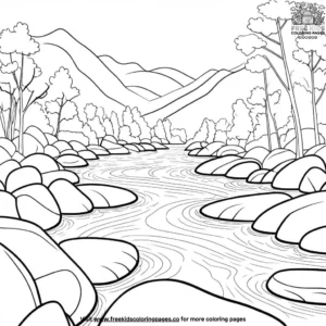 Rushing whitewater rapids coloring pages