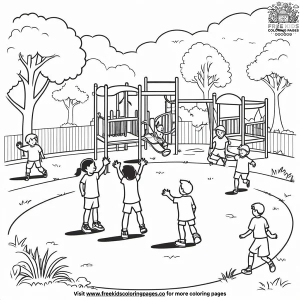 Safe play at recess coloring pages