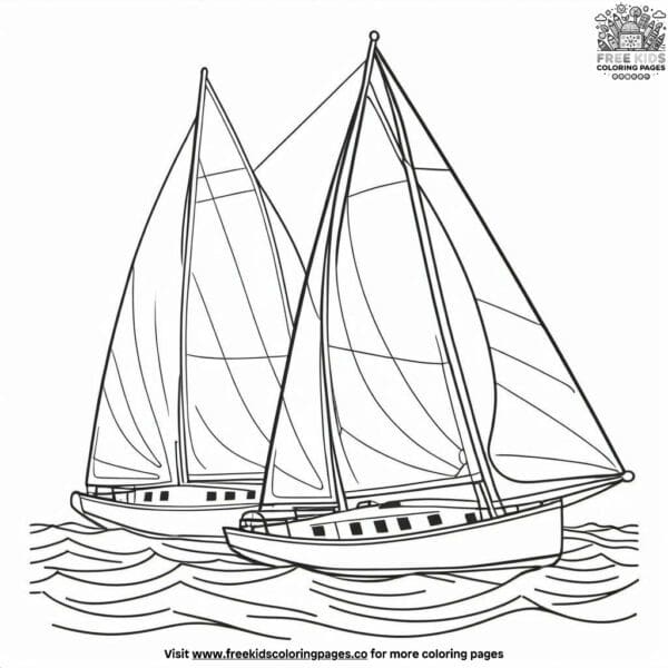 Sailboat regatta coloring pages