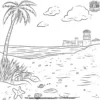 Sandy Beach Relaxation Coloring Pages