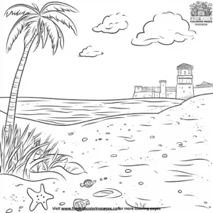 Sandy beach relaxation coloring pages