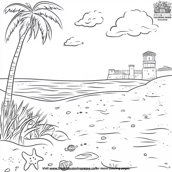 Sandy beach relaxation coloring pages