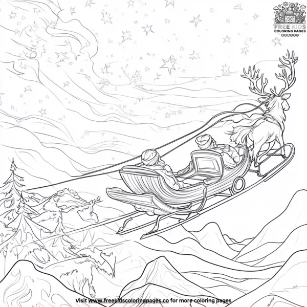 Santa’s sleigh ride coloring pages