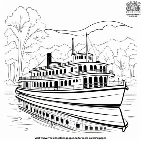 Scenic riverboat ride coloring pages