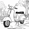 Scooter on a Sidewalk Coloring Pages