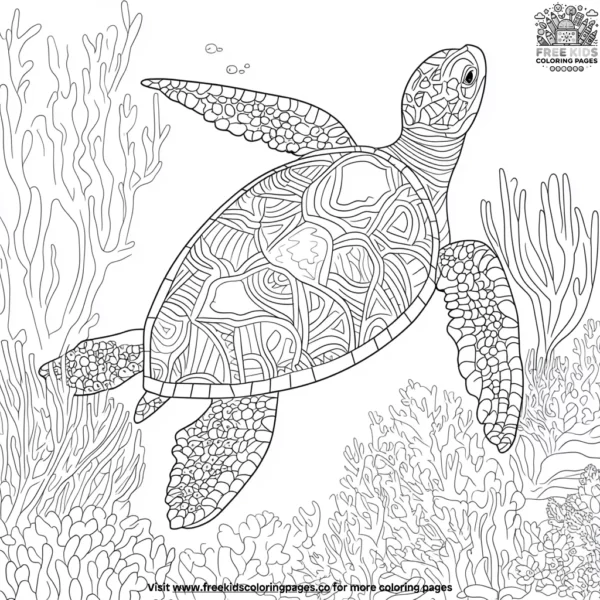 Sea turtle in the ocean coloring pages