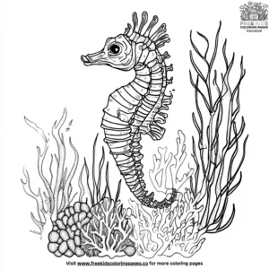 Seahorse and Coral Garden Coloring Pages