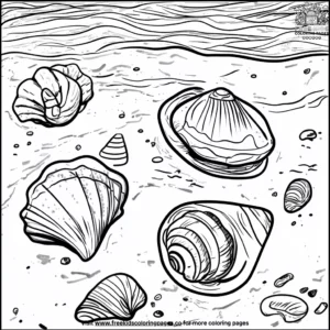 Seashells on the beach coloring pages