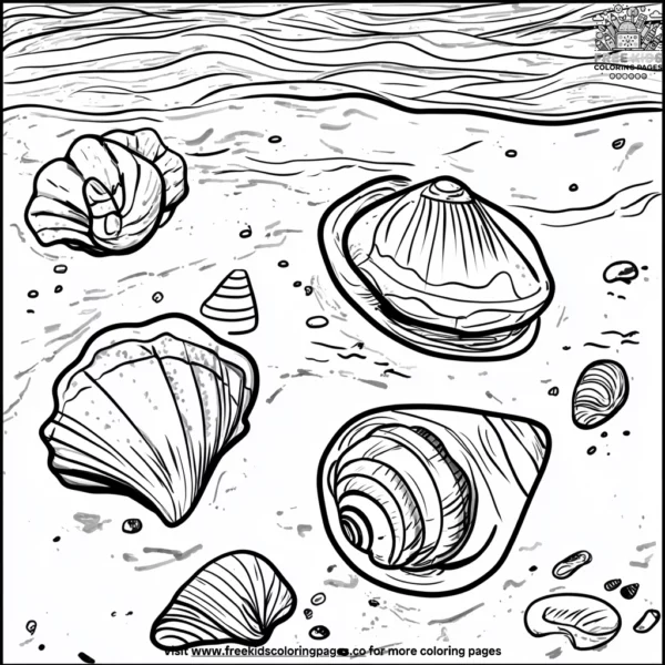 Seashells on the beach coloring pages