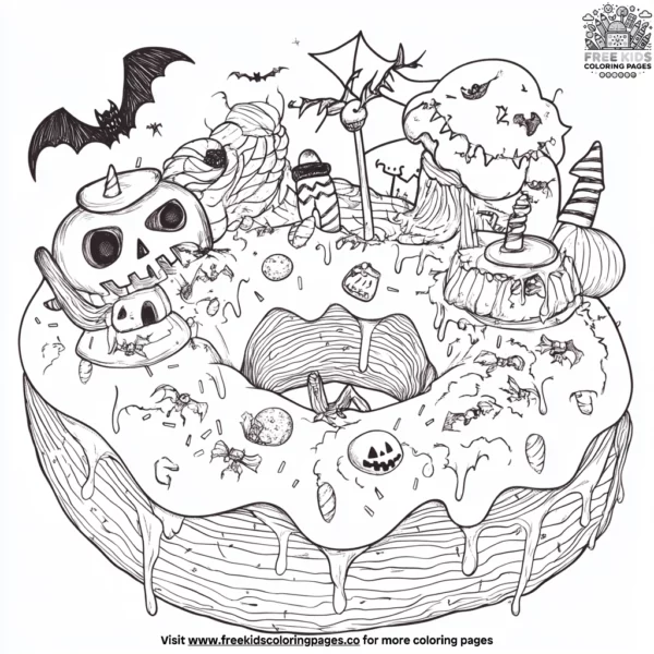 Seasonal celebration donuts coloring pages