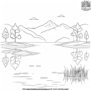 Serene Lakeside Scene Coloring Pages