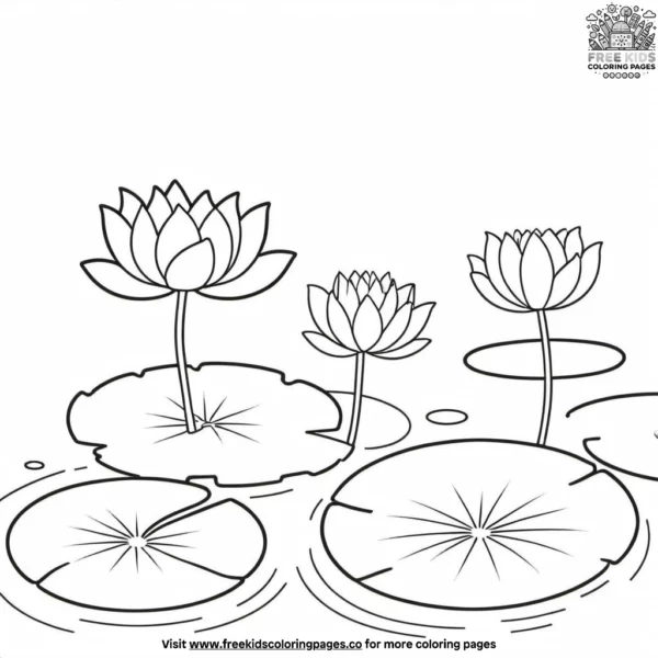 Serene lotus pond coloring pages