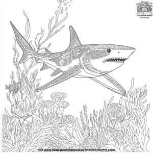 Shark Swimming in the Deep Coloring Pages