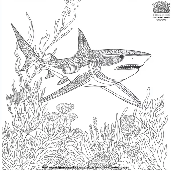 Shark swimming in the deep coloring pages