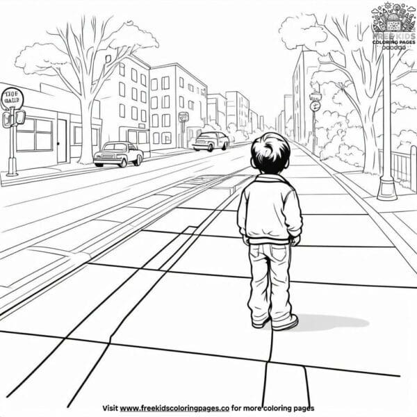 Sidewalk safety coloring pages