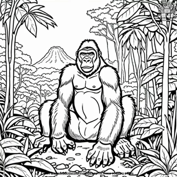 Sitting gorilla coloring pages