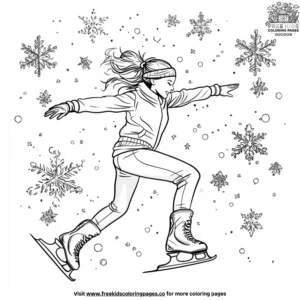 Skater And Snowflakes Coloring Pages